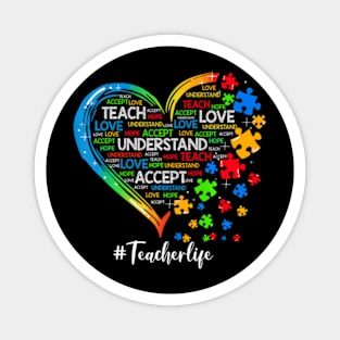 Teach Accept Understand Love Teacher Heart Autism Awareness Magnet